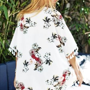 Short chiffon floral cover up
